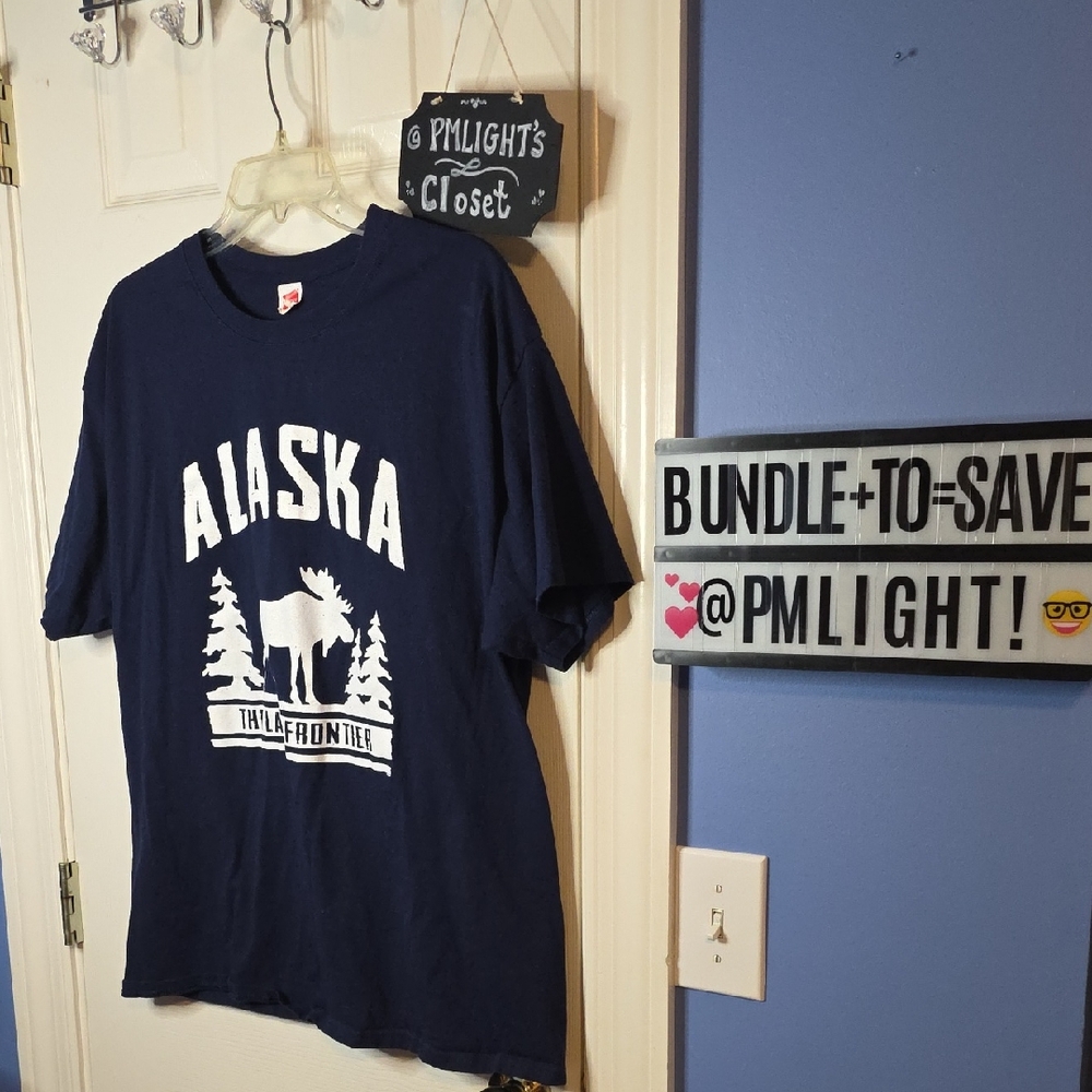 Alaska Graphic T-Shirt in Navy Blue Short Sleeve XL
